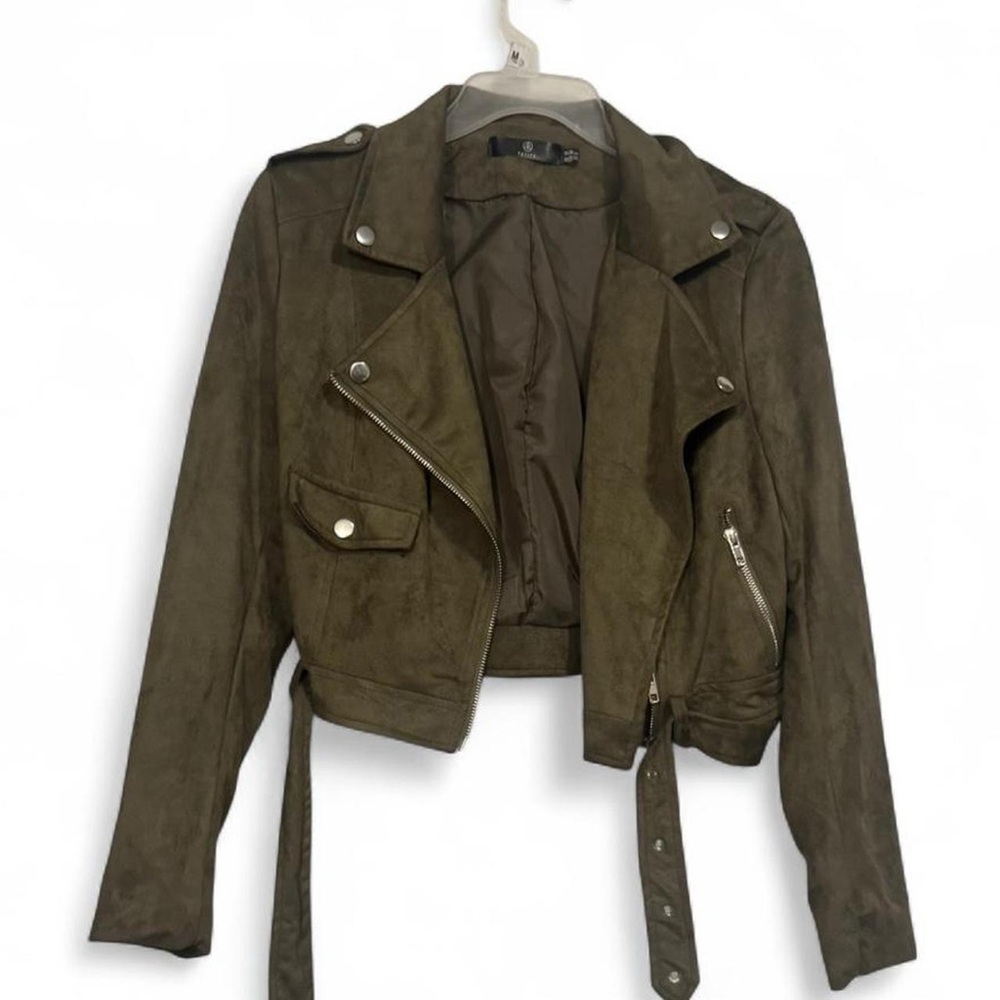 Olive Green Suede Women's motorcycle Jacket